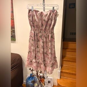 She + Sky Pink strapless Floral Dress size medium